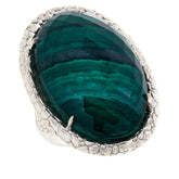 Colleen Lopez Sterling Silver Faceted Oval Malachite Doublet Ring, Size 6